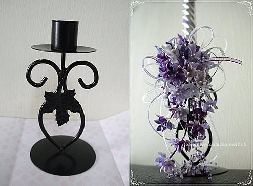 《Mei`s 花手札》銀紫繡球花燭台(婚宴擺設/家裡飾品)
