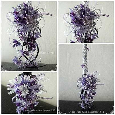 《Mei`s 花手札》銀紫繡球花燭台(婚宴擺設/家裡飾品)
