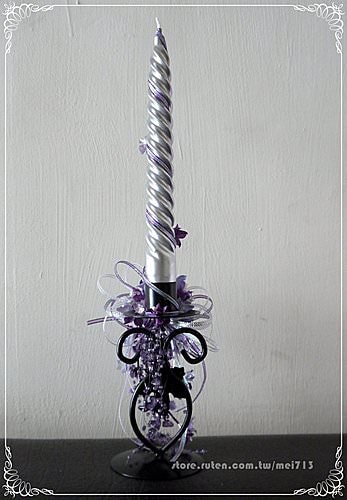 《Mei`s 花手札》銀紫繡球花燭台(婚宴擺設/家裡飾品)