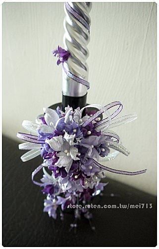 《Mei`s 花手札》銀紫繡球花燭台(婚宴擺設/家裡飾品)
